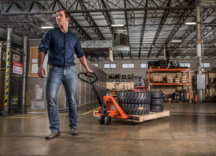 working with hand truck