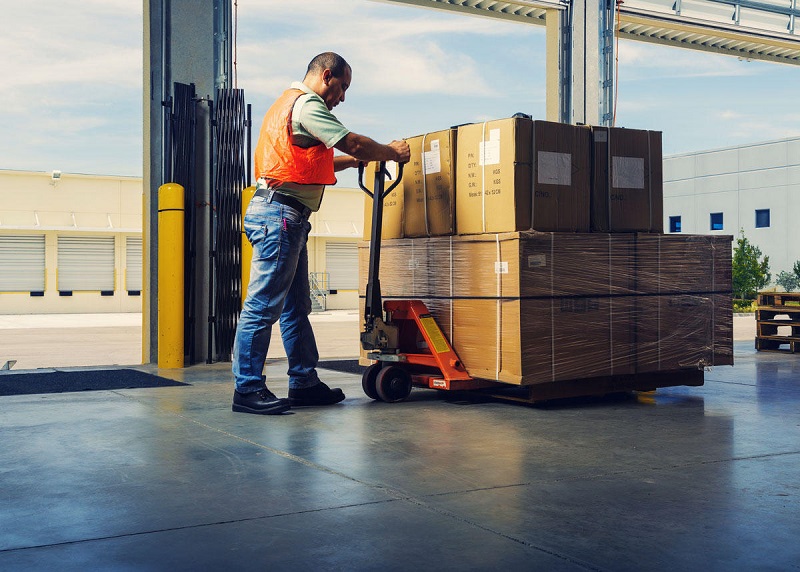 Operating with hand truck