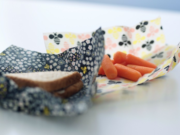 wrapped food with beeswax wraps