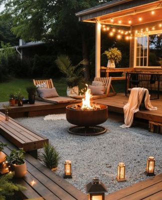 Creative Outdoor Deck Concept with festoon lights